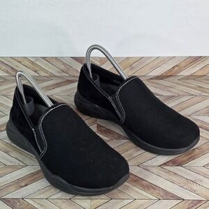 Kuru Womens Slip On Shoes Size 8 Black Casual Comfort Sneakers Suede Canvas